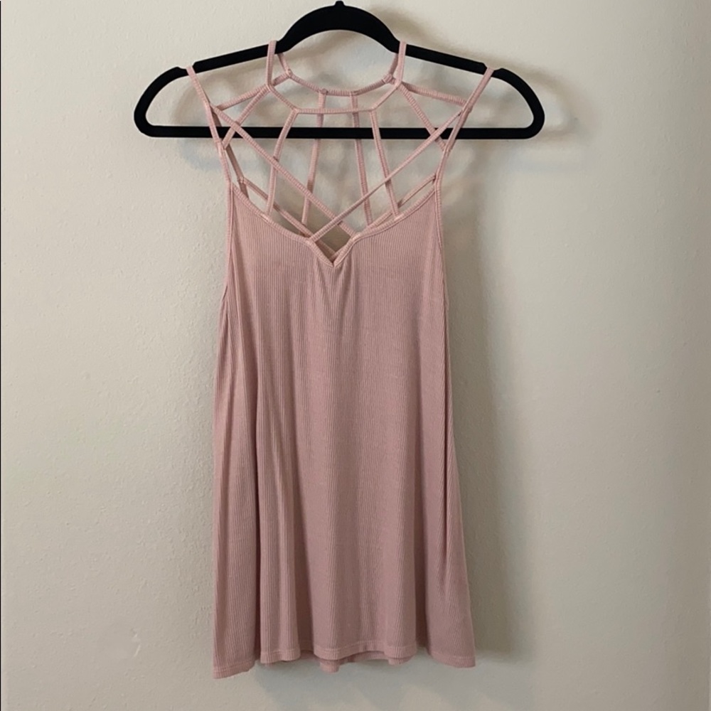 Soft mauve strappy tank top